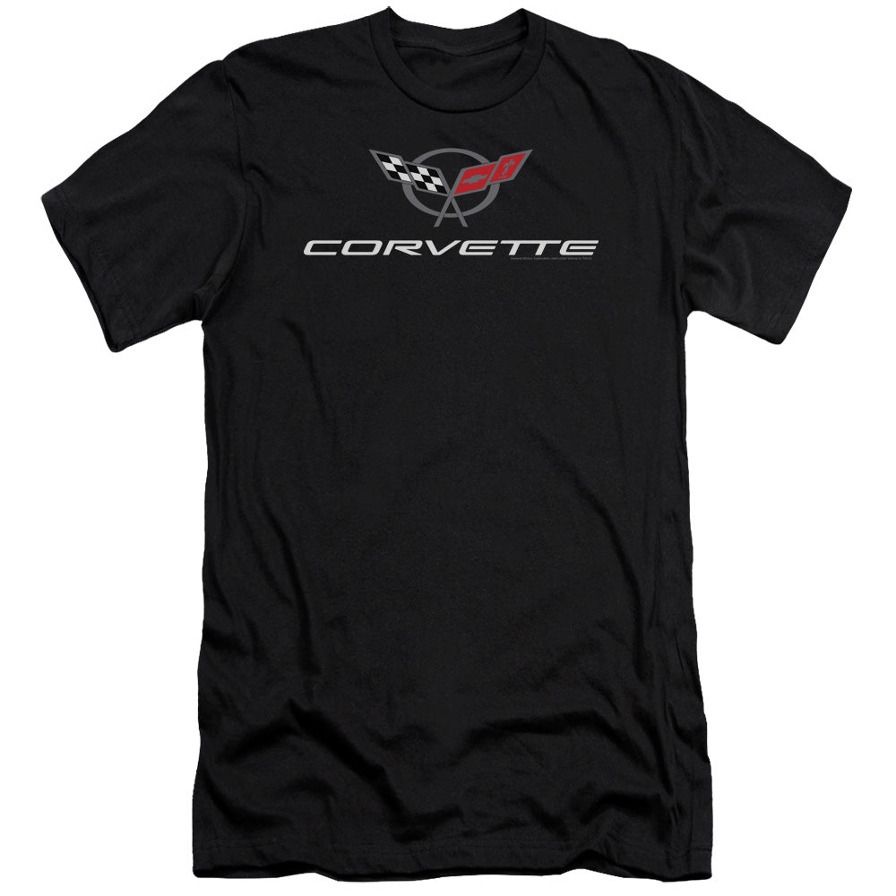 Chevrolet Corvette Modern Emblem Slim Fit Mens T Shirt Black