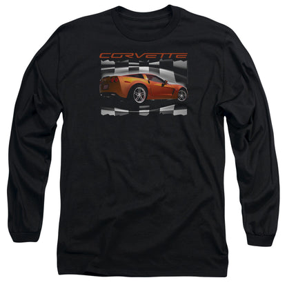 Chevrolet Orange Z06 Vette Mens Long Sleeve Shirt Black