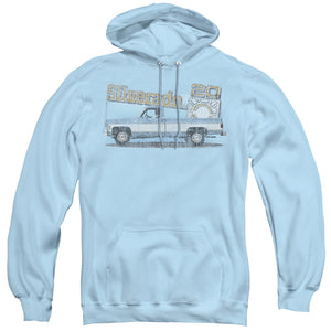 Chevrolet Old Silverado Sketch Mens Hoodie Light Blue