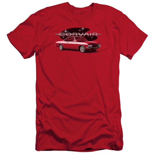 Chevrolet 65 Corvair Mona Spyda Coupe Slim Fit Mens T Shirt Red