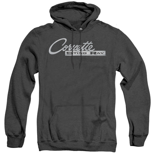 Chevrolet Chrome Stingray Logo Mens Heather Hoodie Black