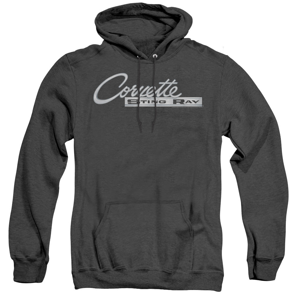 Chevrolet Chrome Stingray Logo Heather Mens Hoodie Black