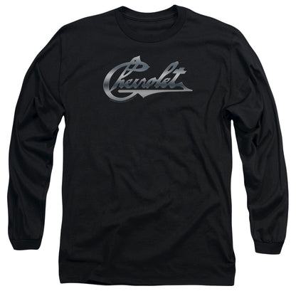 Chevrolet Chrome Vintage Chevy Bowtie Mens Long Sleeve Shirt Black