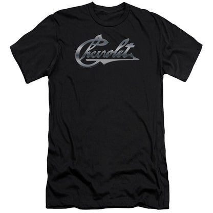 Chevrolet Chrome Vintage Chevy Bowtie Premium Bella Canvas Slim Fit Mens T Shirt Black