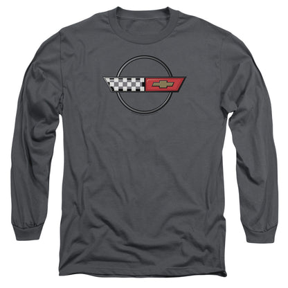 Chevrolet 4Th Gen Vette Logo Mens Long Sleeve Shirt Charcoal