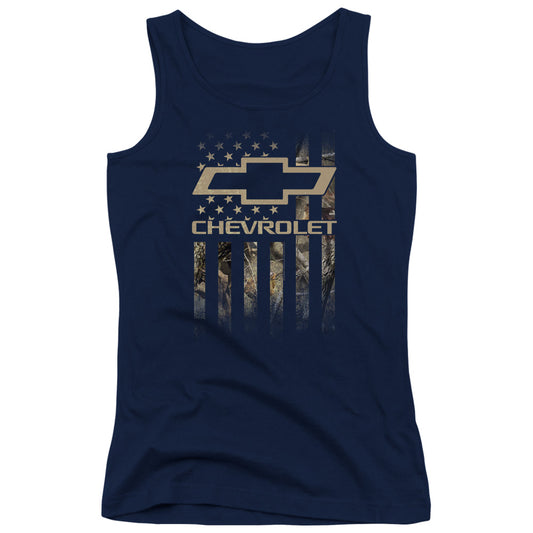 Chevrolet Camo Flag Womens Tank Top Shirt Navy