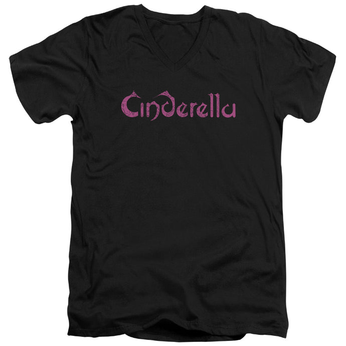 Cinderella Logo Rough Mens Slim Fit V-Neck T Shirt Black