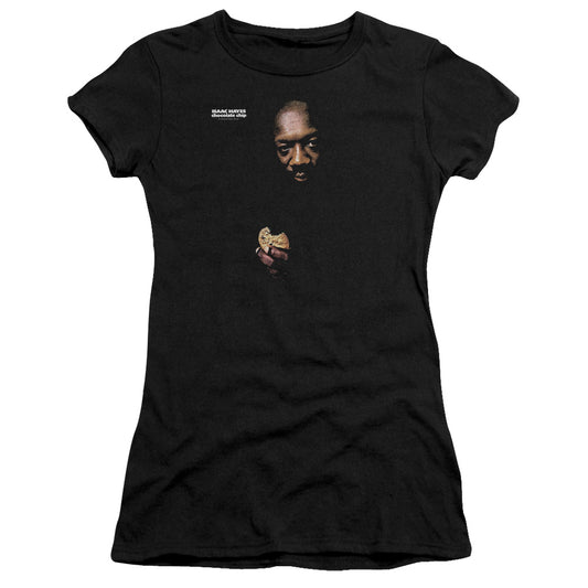 Isaac Hayes Chocolate Chip Junior Sheer Cap Sleeve Womens T Shirt Black