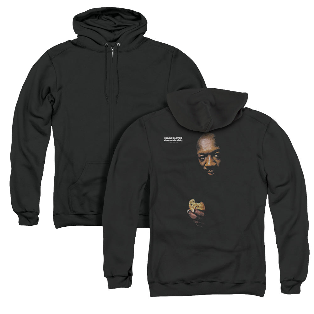 Isaac Hayes Chocolate Chip Back Print Zipper Mens Hoodie Black