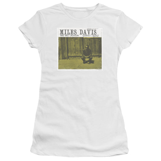 Miles Davis Miles and Milt Junior Sheer Cap Sleeve Womens T Shirt White