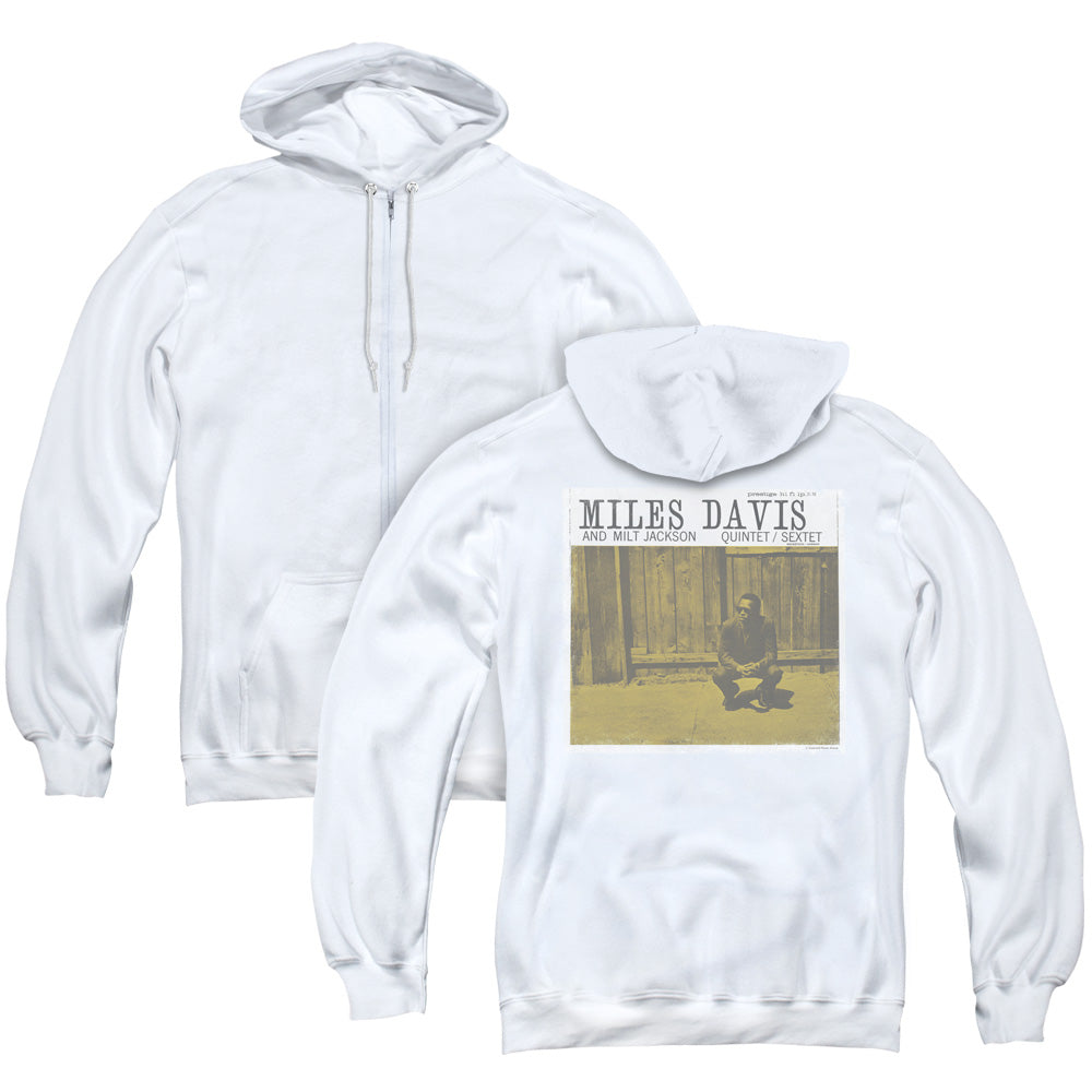 Miles Davis Miles and Milt Back Print Zipper Mens Hoodie White