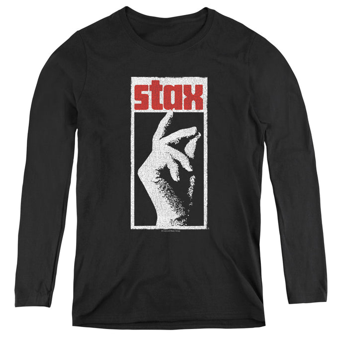Stax Records Stax Distressed Womens Long Sleeve Shirt Black