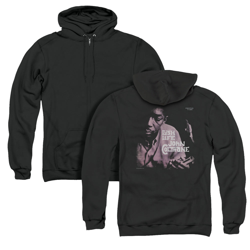 John Coltrane Lush Life Back Print Zipper Mens Hoodie Black