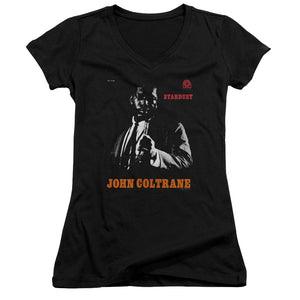 John Coltrane Coltrane Junior Sheer Cap Sleeve V-Neck Womens T Shirt Black