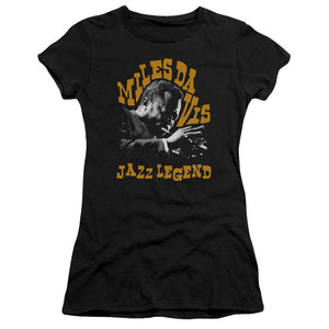 Miles Davis Jazz Legend Junior Sheer Cap Sleeve Womens T Shirt Black