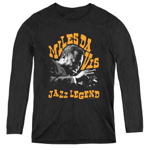 Miles Davis Jazz Legend Womens Long Sleeve Shirt Black