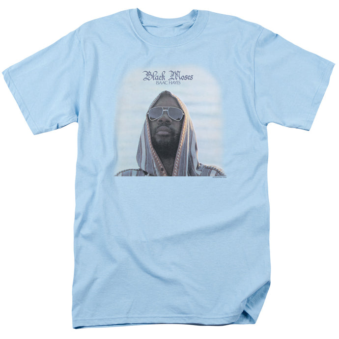 Isaac Hayes Black Moses Mens T Shirt Light Blue
