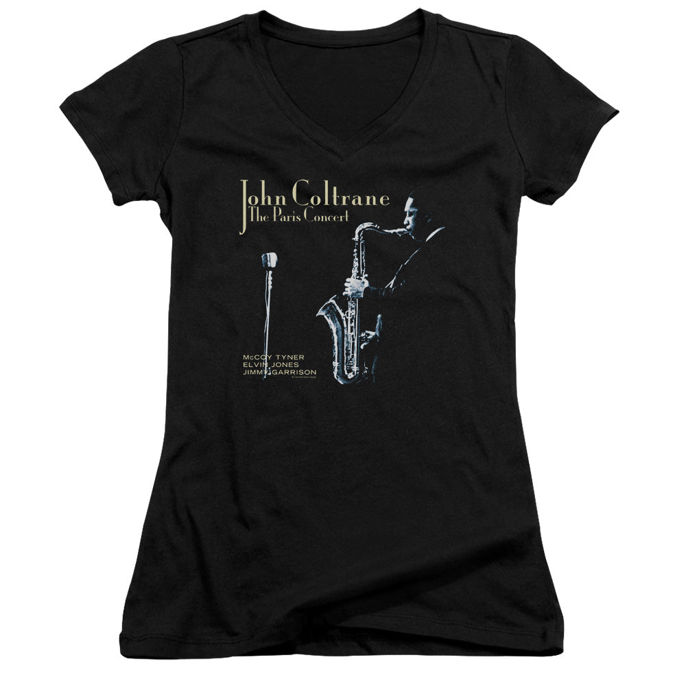 John Coltrane Paris Coltrane Junior Sheer Cap Sleeve V-Neck Womens T Shirt Black