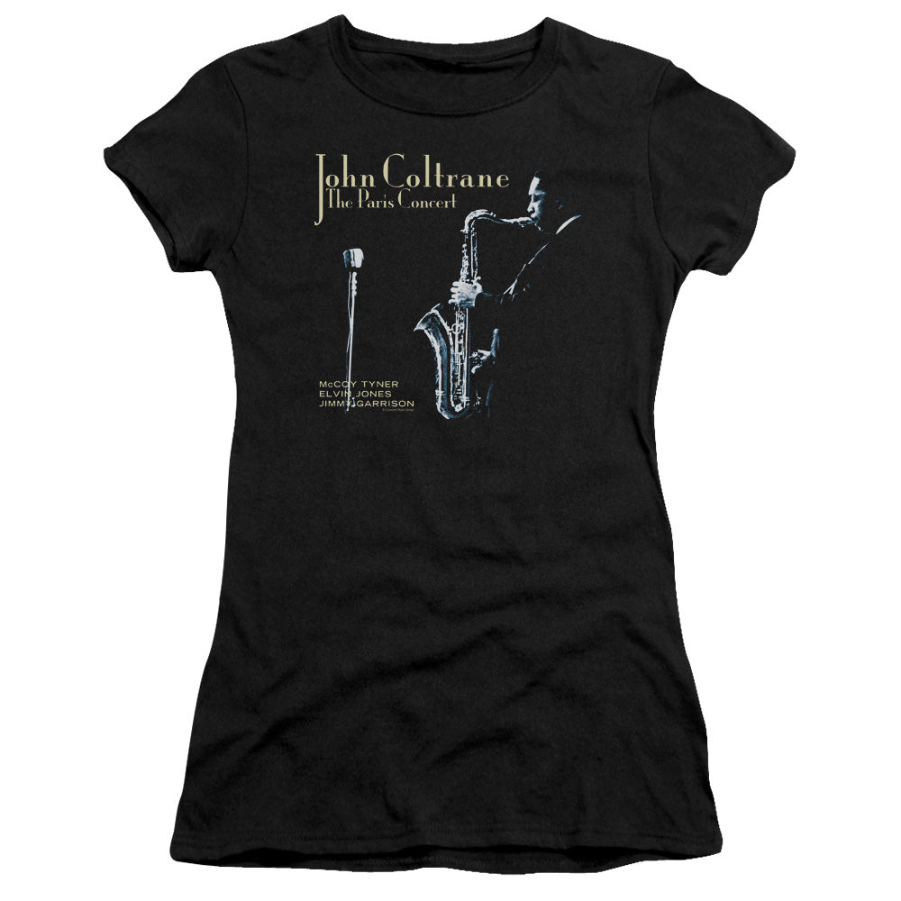 John Coltrane Paris Coltrane Junior Sheer Cap Sleeve Premium Bella Canvas Womens T Shirt Black