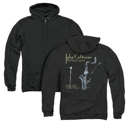 John Coltrane Paris Coltrane Back Print Zipper Mens Hoodie Black