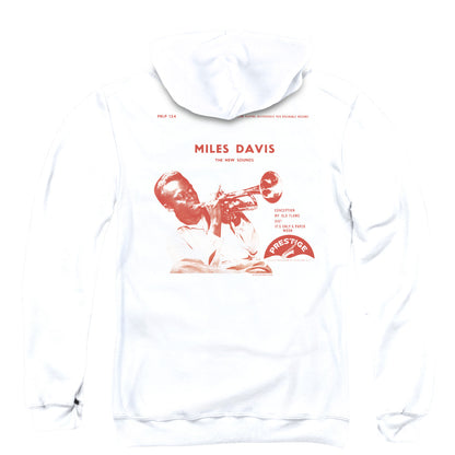 Miles Davis The New Sounds Back Print Zipper Mens Hoodie White