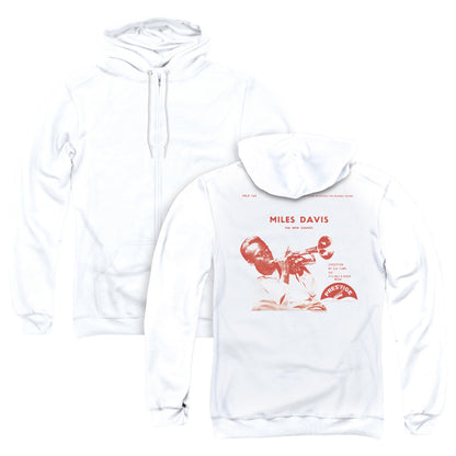 Miles Davis The New Sounds Back Print Zipper Mens Hoodie White