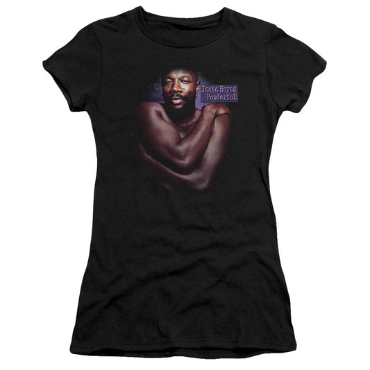 Isaac Hayes Wonderful Junior Sheer Cap Sleeve Womens T Shirt Black