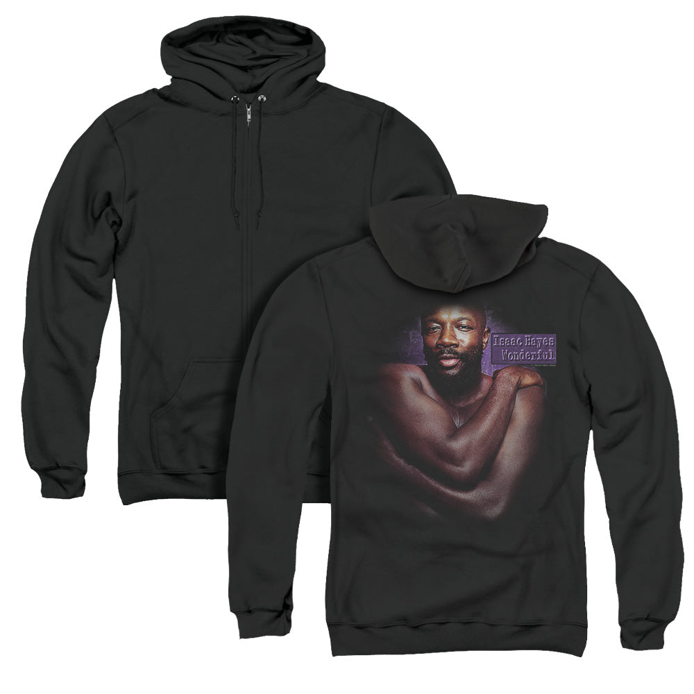 Isaac Hayes Wonderful Back Print Zipper Mens Hoodie Black