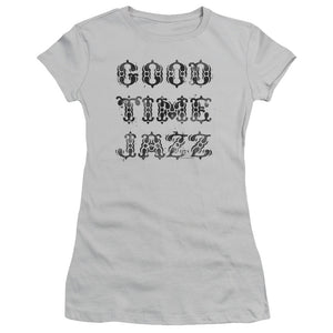 Good Time Jazz GTJ Vintage Junior Sheer Cap Sleeve Womens T Shirt Silver