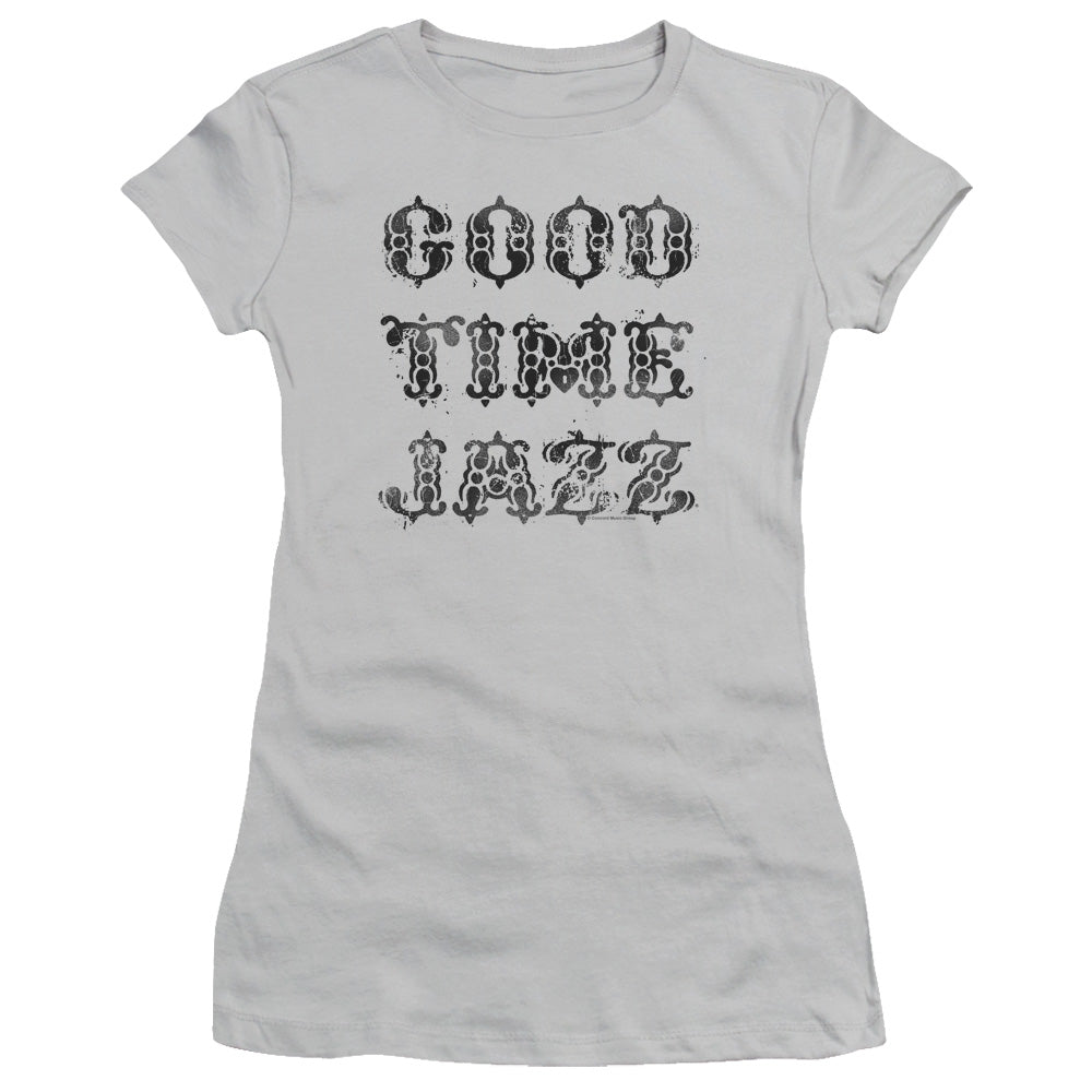 Good Time Jazz GTJ Vintage Junior Sheer Cap Sleeve Womens T Shirt Silver