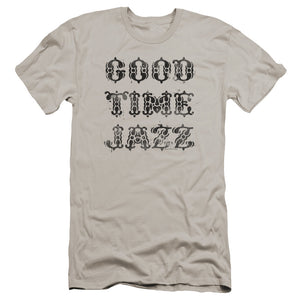 Good Time Jazz GTJ Vintage Premium Bella Canvas Slim Fit Mens T Shirt Silver
