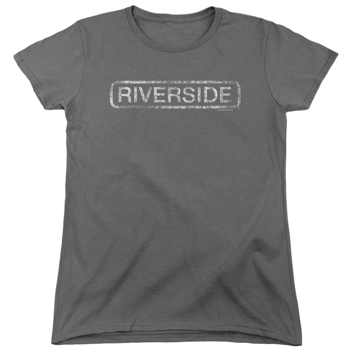 Riverside Records Riverside Distressed Womens T Shirt Charcoal