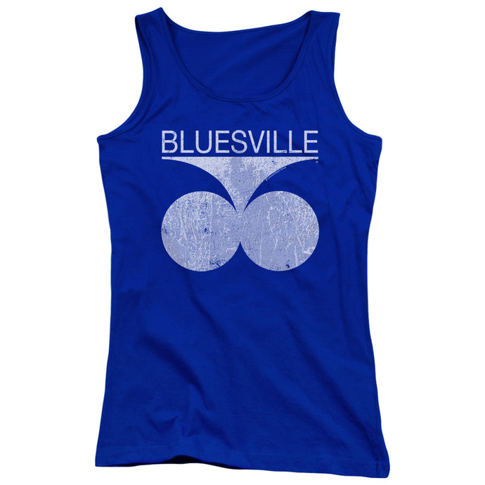 Bluesville Records Bluesville Distress Womens Tank Top Shirt Royal Blue
