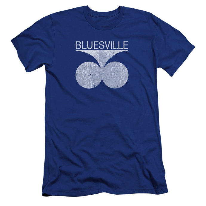 Bluesville Records Bluesville Distress Premium Bella Canvas Slim Fit Mens T Shirt Royal Blue
