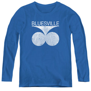Bluesville Records Bluesville Distress Womens Long Sleeve Shirt Royal Blue