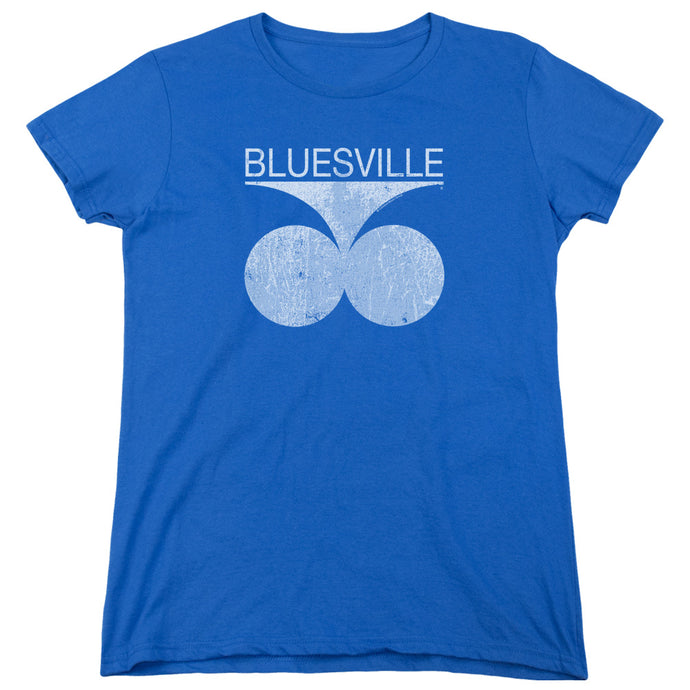 Bluesville Records Bluesville Distress Womens T Shirt Royal Blue