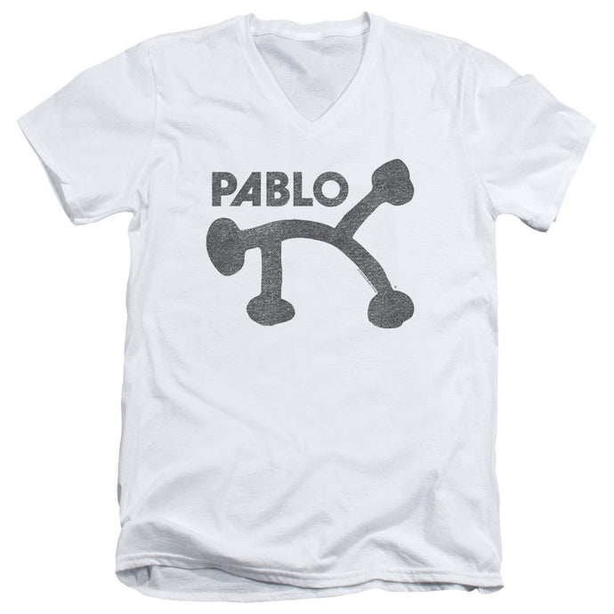 Pablo Retro Pablo Mens Slim Fit V-Neck T Shirt White