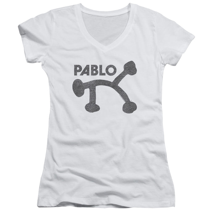 Pablo Retro Pablo Junior Sheer Cap Sleeve V-Neck Womens T Shirt White