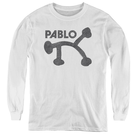 Pablo Retro Pablo Long Sleeve Kids Youth T Shirt White