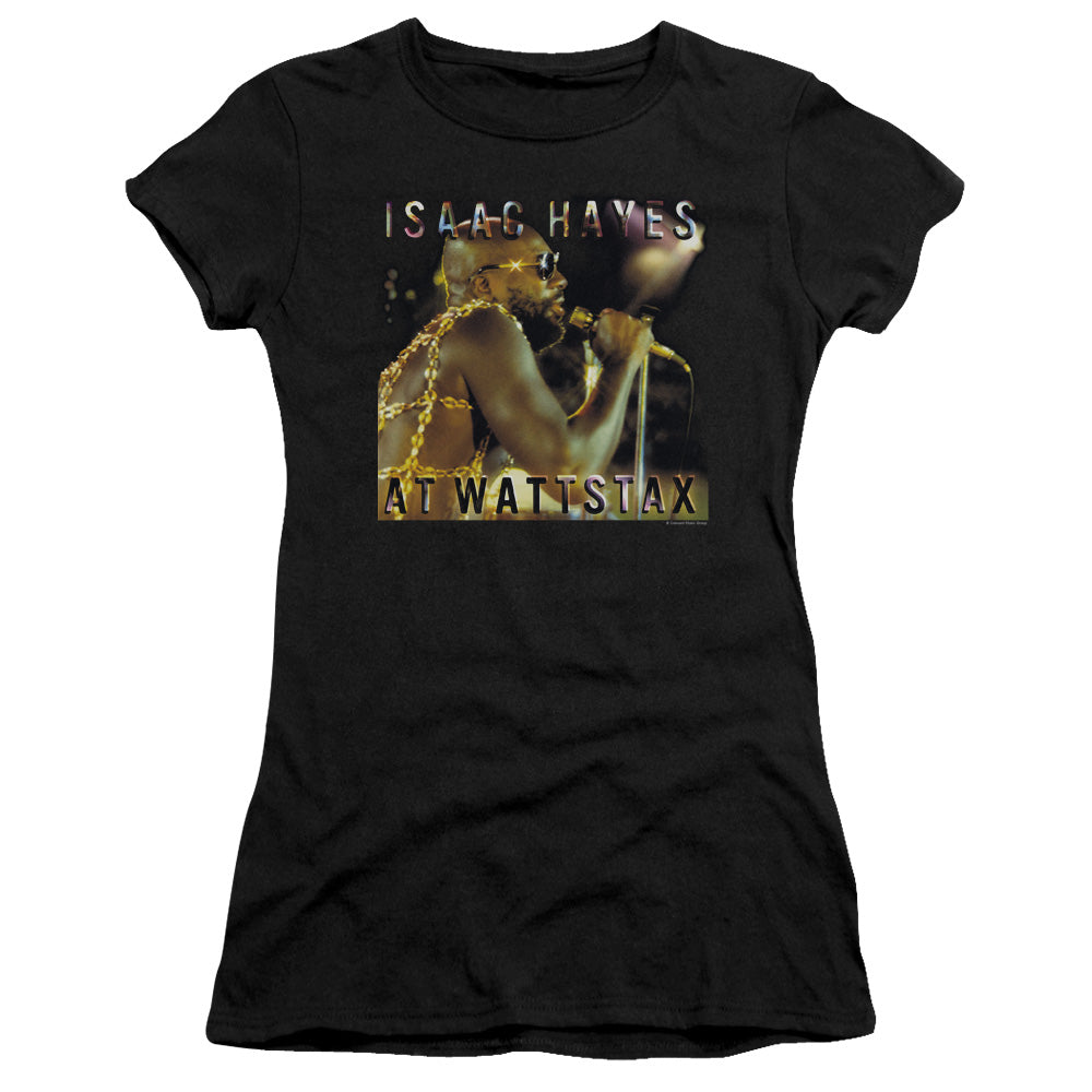 Isaac Hayes At Wattstax Junior Sheer Cap Sleeve Womens T Shirt Black