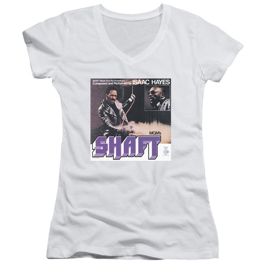 Isaac Hayes Shaft Junior Sheer Cap Sleeve V-Neck Womens T Shirt White