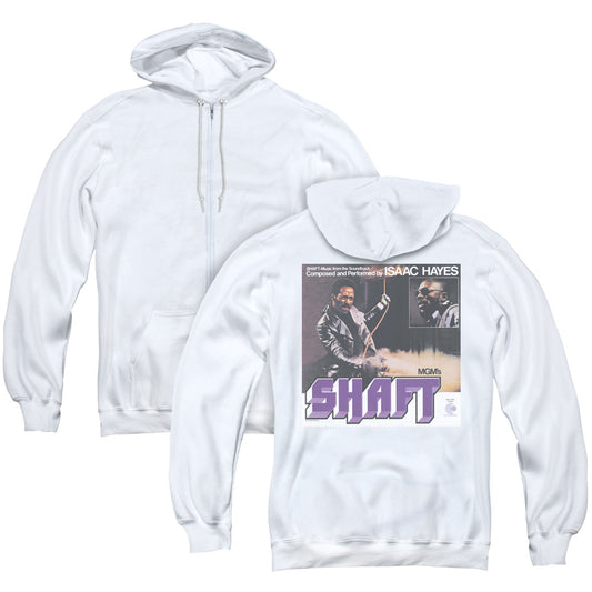 Isaac Hayes Shaft Back Print Zipper Mens Hoodie White