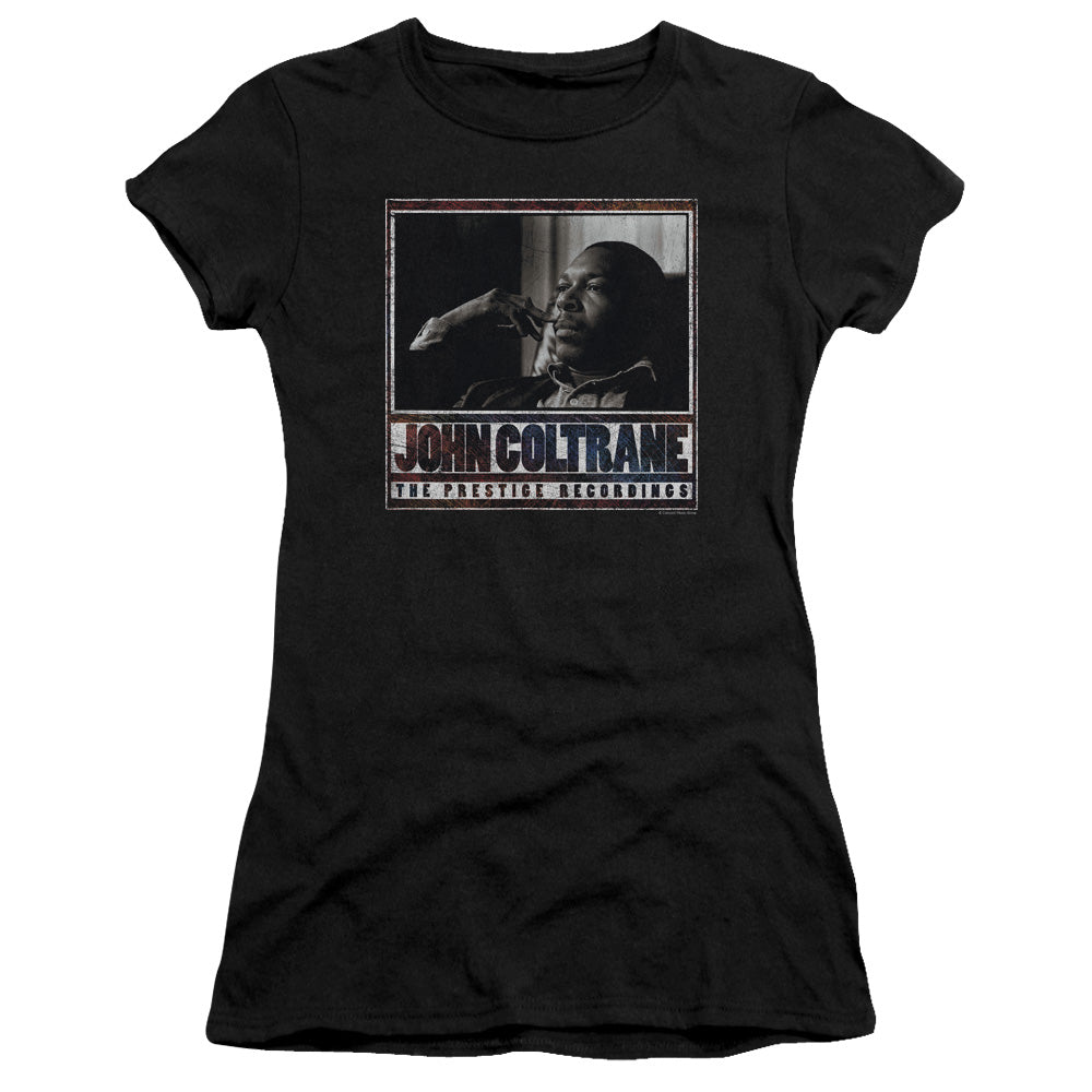 John Coltrane Prestige Recordings Junior Sheer Cap Sleeve Premium Bella Canvas Womens T Shirt Black