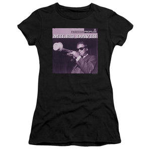 Miles Davis Prince Junior Sheer Cap Sleeve Womens T Shirt Black