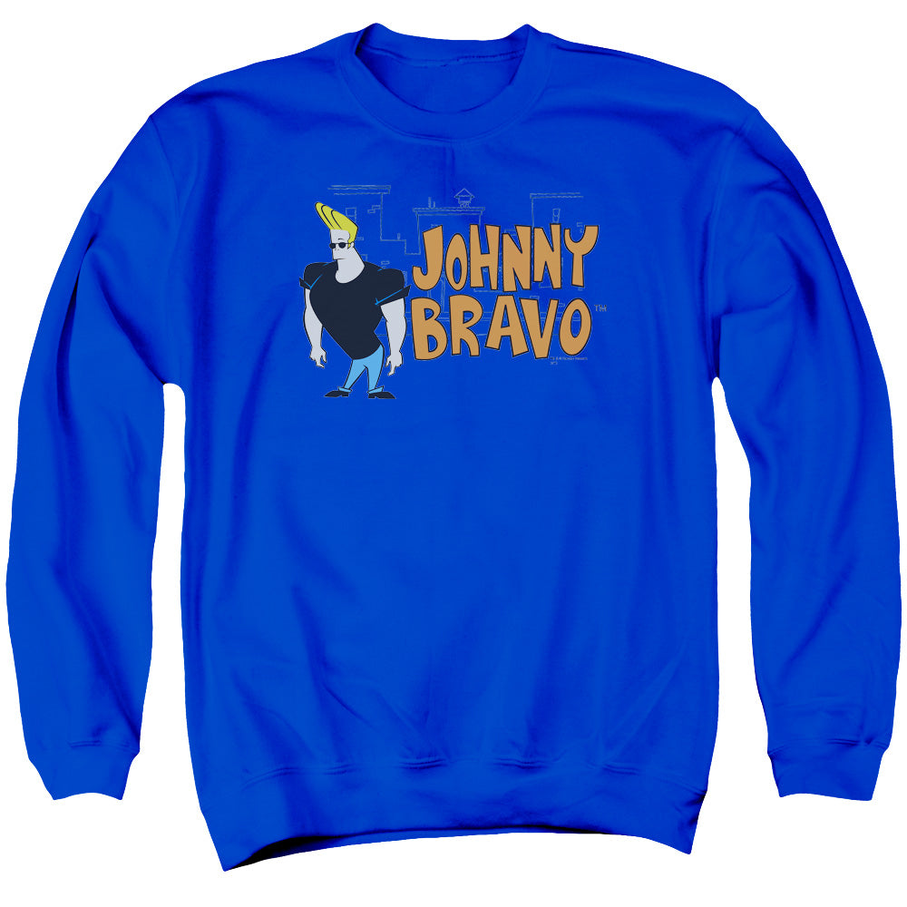 Johnny Bravo Johnny Logo Mens Crewneck Sweatshirt Royal Blue