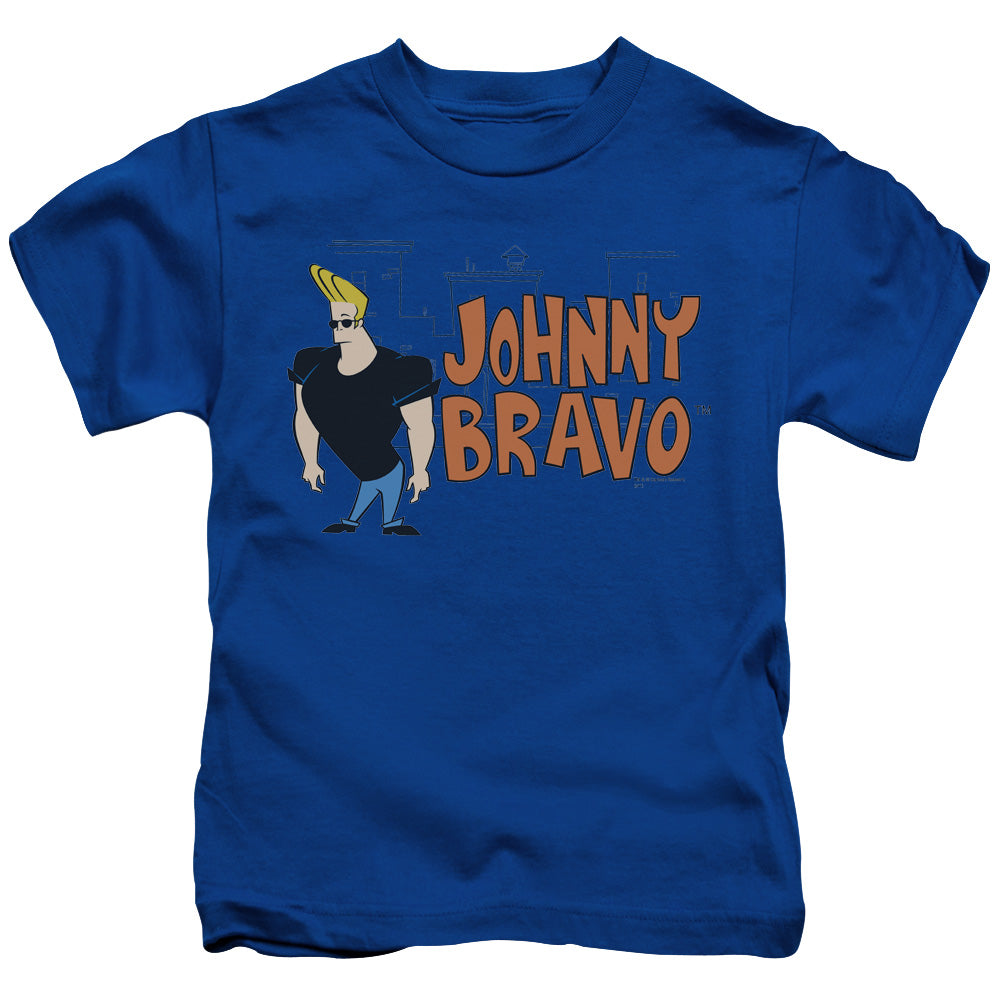 Johnny Bravo Johnny Logo Juvenile Kids Youth T Shirt Royal Blue 