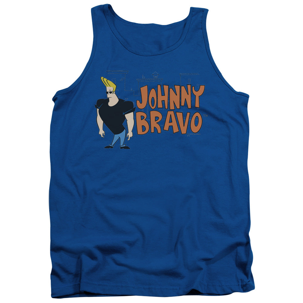 Johnny Bravo Johnny Logo Mens Tank Top Shirt Royal Blue