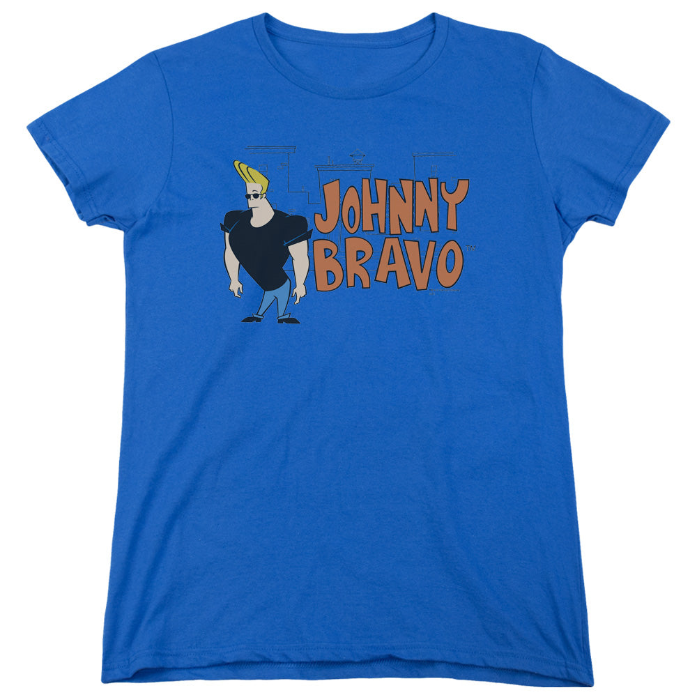 Johnny Bravo Johnny Logo Womens T Shirt Royal Blue
