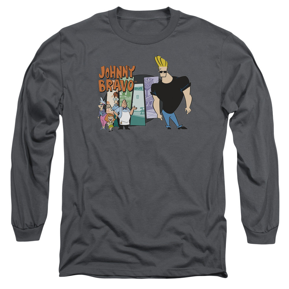 Johnny Bravo Johnny & Friends Mens Long Sleeve Shirt Charcoal