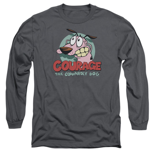 Courage the Cowardly Dog Courage Mens Long Sleeve Shirt Charcoal